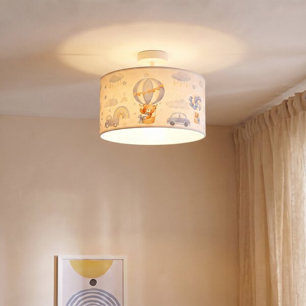 Lampa Sufitowa Duolla, Kids Print, niebieski, pokój dziecięcy, tkanina | tekstylia