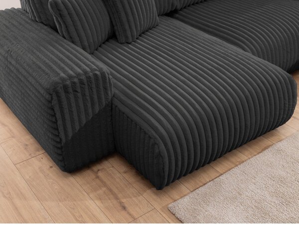 Ciemnoszary sztruksowy narożnik (prawostronny/w kształcie litery U) Justin – Ropez