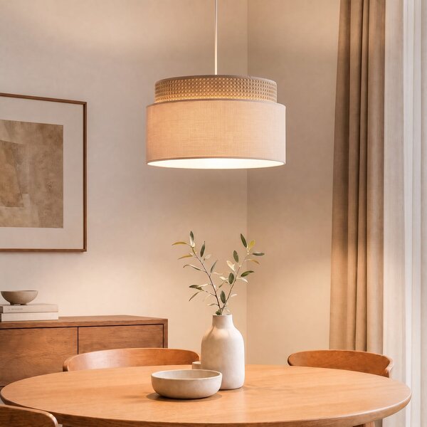 Lampa Wisząca Duolla, Milano, brąz rdzawy, salon, tkanina | tekstylia, młodzieżowy