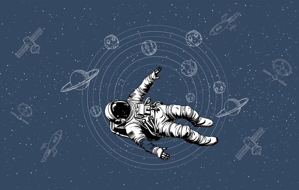 Fototapety Astronauta eksplorujący rozległy kosmos, Fototapety Kosmos, w00712 : Uwalls.pl