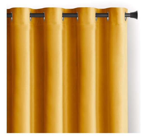 Żółta aksamitna zasłona częściowo zaciemniająca (dimout) 140x245 cm Eyelets – Restilo
