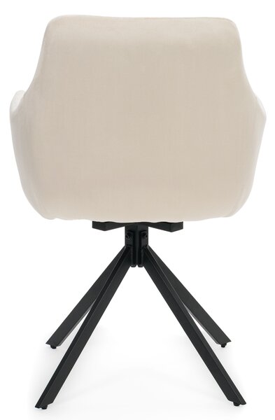Krzesło obrotowe FANO X z automatycznym powrotem beżowe welurowe do jadalni tapicerowane nowoczesne