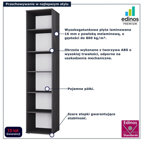 Czarny regał typu słupek 30 cm D4-A56