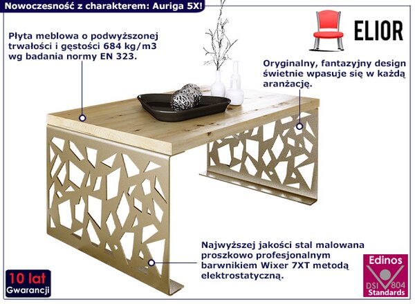 Ława z ozdobnym stelażem złoty + dąb artisan K5-H81