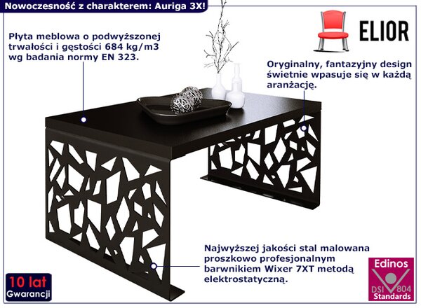Czarny prostokątny stolik kawowy F4-P60