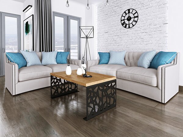 Prostokątna ława w stylu loft czarny + dąb lancelot Z5-R73