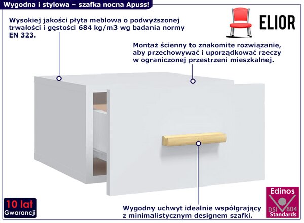 Biała wisząca szafka nocna z szufladą D0-R86