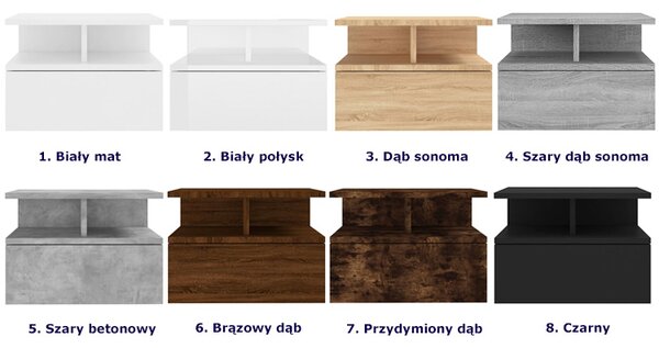 Wisząca szafka nocna z szufladą dąb sonoma H3-H01