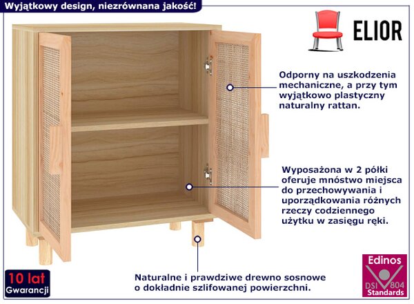 Brązowa komoda na nóżkach z półkami D6-C63