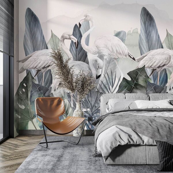 Fototapety Eleganckie flamingi wśród bujnych liści, Fototapety Natura, w00505v2 : Uwalls.pl
