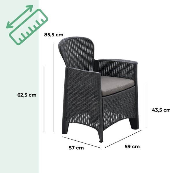 Zestaw ogrodowy AKITA, 3-częściowy, antracytowy I.P.A.E-Progarden