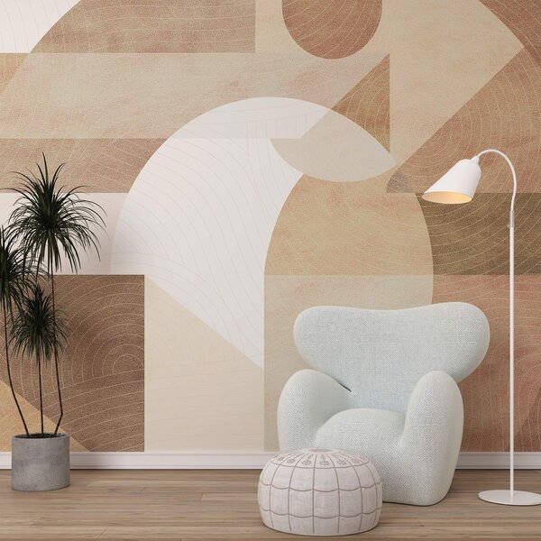 Fototapety Nowoczesna geometria z abstrakcyjnymi kształtami, teksturowane detale w odcieniach beżu i brązu, Fototapety Wzory, w02140 : Uwalls.pl
