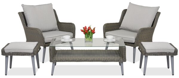 Meble ogrodowe Bilbao Terrace z 2 pufami Garden Point szare
