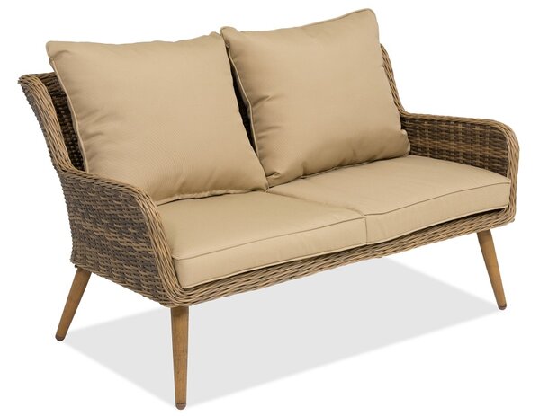 Sofa dwuosobowa technorattanowa na taras Bilbao Garden Point brązowa