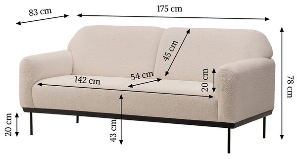 Kremowa designerska sofa ANDERSON Baloo 2074