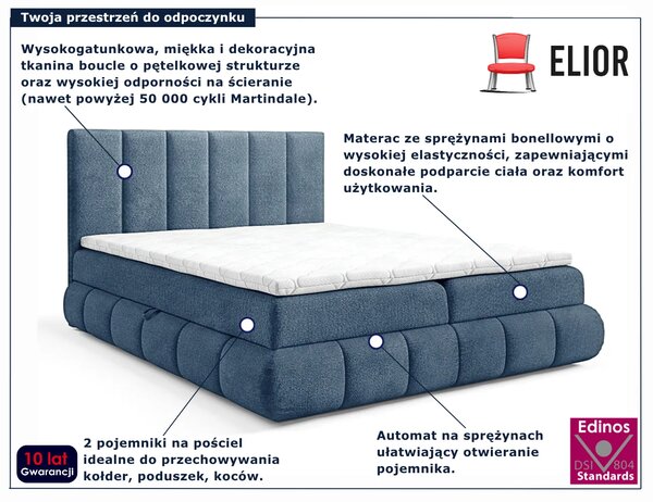 Niebieskie tapicerowane łóżko pikowane 5 rozmiarów L2-B83