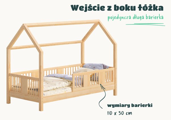 Łóżko domek LENA z wysoką barierką