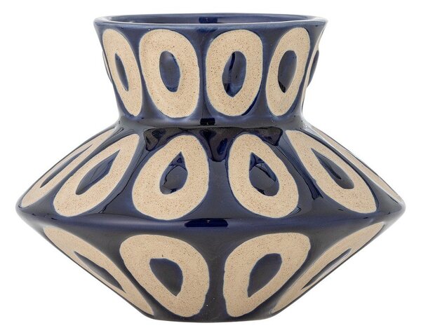 Niebieski kamionkowy ręcznie wykonany wazon (wysokość 12 cm) Bashir – Bloomingville