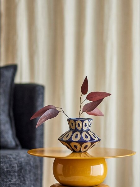 Niebieski kamionkowy ręcznie wykonany wazon (wysokość 12 cm) Bashir – Bloomingville