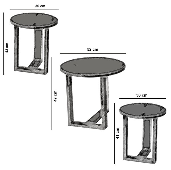 Stolik do odkładania Mira Walnut, 3 szt