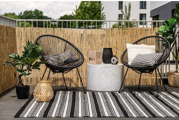 Czarno-biały dwustronny zewnętrzny dywan z tworzywa z recyklingu Green Decore Zambezi, 80x180 cm