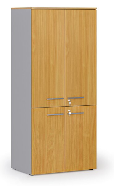 Szafa biurowa pół-drzwi PRIMO GRAY, 800 x 500 x 1781 mm, szary/buk