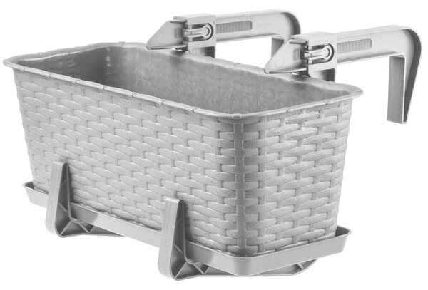 Doniczka rattanowa z podstawką Frette 40 cm + 2 uchwyty, szara