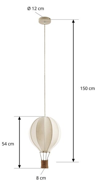Lampa wisząca Aeris Lindby, możliwość ściemniania, kremowy / amber, pokój dziecięcy, tkanina / materiał / jedwab