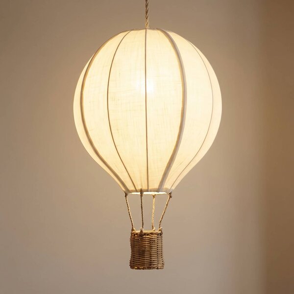 Lampa wisząca Aeris Lindby, możliwość ściemniania, kremowy / amber, pokój dziecięcy, tkanina / materiał / jedwab