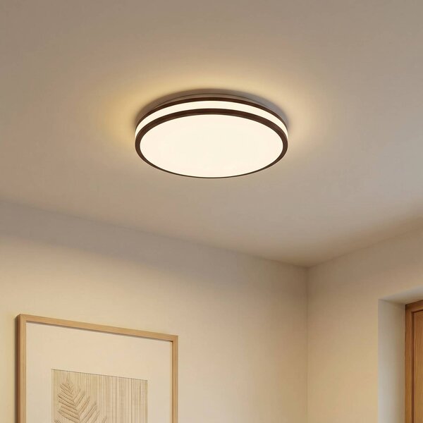 Lampa sufitowa Emiva Lindby, ciemne drewno, salon / jadalnia, drewno, nowoczesny