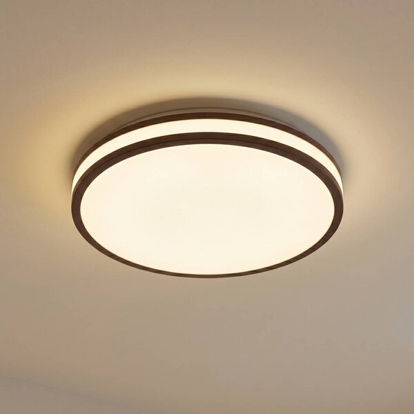 Lampa sufitowa Emiva Lindby, ciemne drewno, salon / jadalnia, drewno, nowoczesny