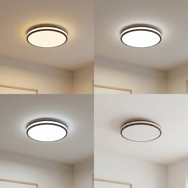 Lampa sufitowa Emiva Lindby, ciemne drewno, salon / jadalnia, drewno, nowoczesny