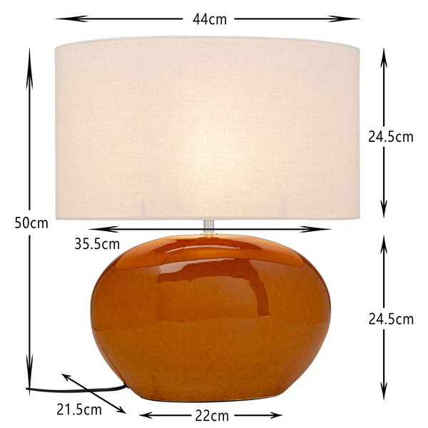 KARE Lampa stołowa Beo, żółty / pomarańczowy, salon / jadalnia, tkanina / materiał / jedwab, skandynawski