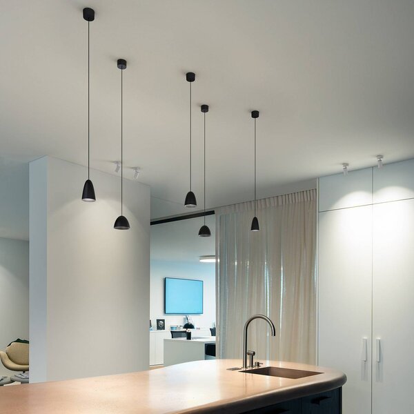 Wever & Ducré Lighting Lampa wisząca Cozy Zone 1.0, czarny, salon / jadalnia, aluminium, nowoczesny