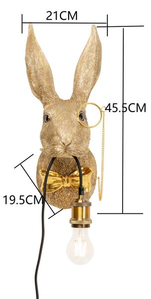 KARE Kinkiet Animal Rabbit, mosiężny / złoty, salon / jadalnia, tworzywo sztuczne, nowoczesny