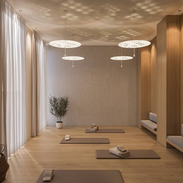 Wever & Ducré Lighting Lampa wisząca Shedda, możliwość ściemniania, kremowy / amber, salon / jadalnia, aluminium, nowoczesny