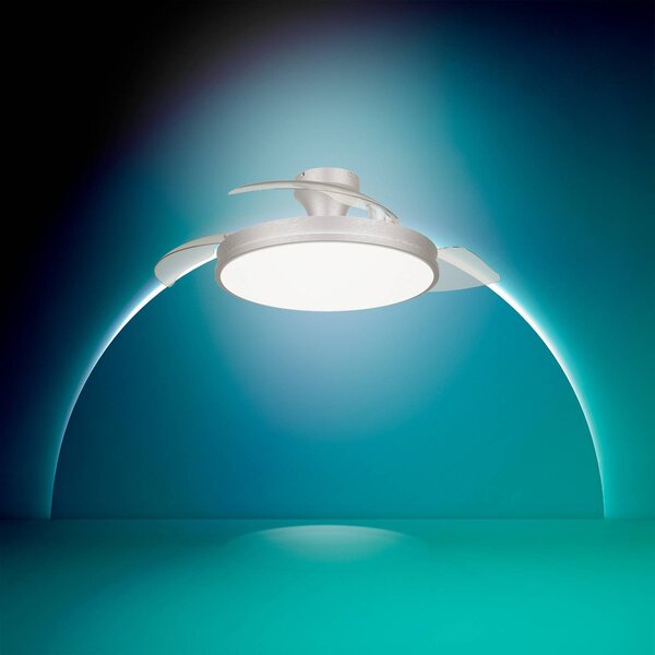 Philips Wentylator sufitowy LED Atlas, niklowy, cichy, CCT, DC możliwość ściemniania, aluminiowy / szary / cynkowy, salon / jadalnia, metal, nowoczesny