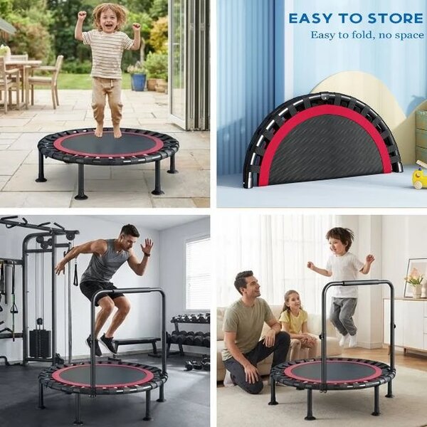 Bouncepro™ Składana Trampolina Z Regulowanym Uchwytem