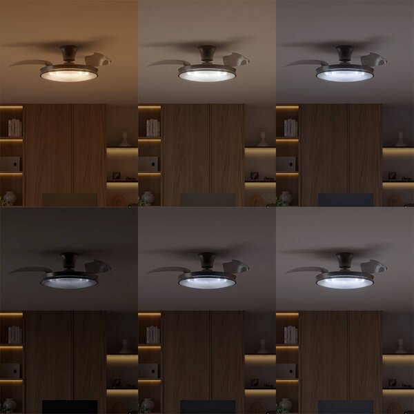 Philips Wentylator sufitowy LED Atlas, niklowy, cichy, CCT, DC możliwość ściemniania, aluminiowy / szary / cynkowy, salon / jadalnia, metal, nowoczesny
