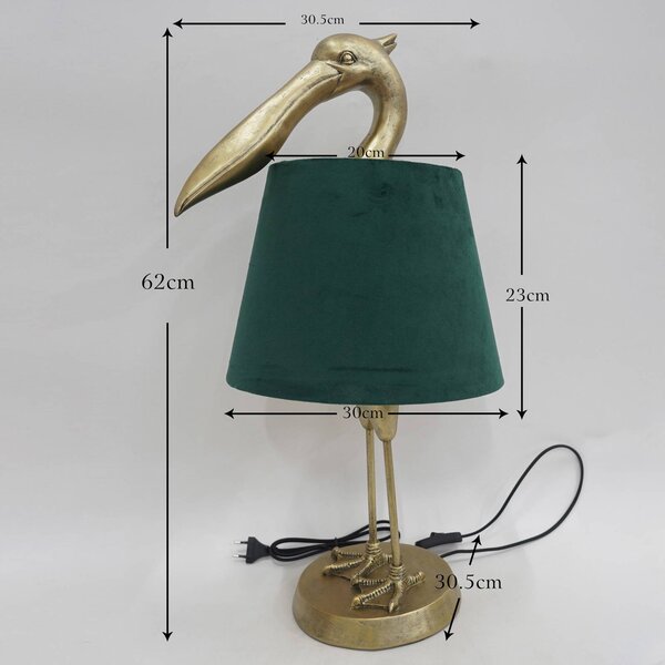 KARE Lampa stołowa Pelican, mosiężny / złoty, salon / jadalnia, tkanina / materiał / jedwab, nowoczesny