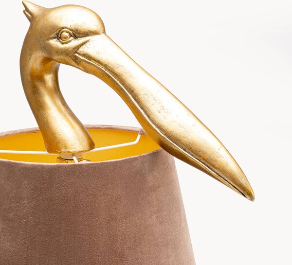 KARE Lampa stołowa Pelican, mosiężny / złoty, salon / jadalnia, tkanina / materiał / jedwab, nowoczesny