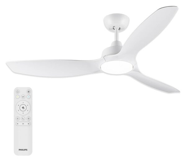 Philips Wentylator sufitowy LED Philips, wersja stała, średnica 132 cm, biały, Fixed, możliwość ściemniania, biały / opal, salon / jadalnia, tworzywo sztuczne, nowoczesny