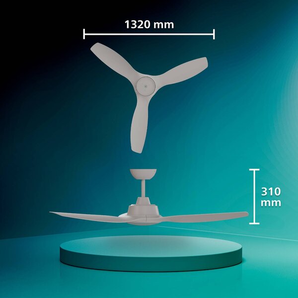 Philips Wentylator sufitowy LED Philips, wersja stała, średnica 132 cm, biały, Fixed, możliwość ściemniania, biały / opal, salon / jadalnia, tworzywo sztuczne, nowoczesny