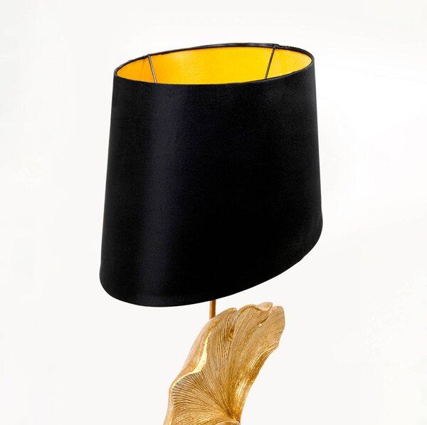 KARE Lampa stojąca Ginkgo, mosiężny / złoty, salon / jadalnia, tkanina / materiał / jedwab, nowoczesny