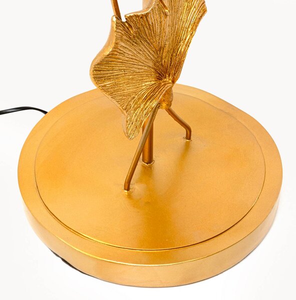 KARE Lampa stojąca Ginkgo, mosiężny / złoty, salon / jadalnia, tkanina / materiał / jedwab, nowoczesny