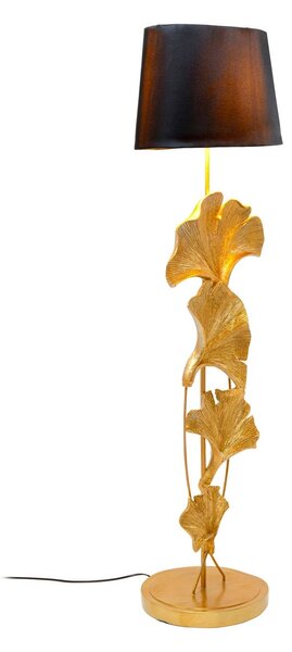 KARE Lampa stojąca Ginkgo, mosiężny / złoty, salon / jadalnia, tkanina / materiał / jedwab, nowoczesny