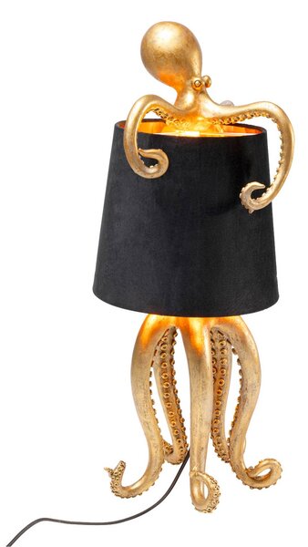 KARE Lampa stołowa Octopus, mosiężny / złoty, salon / jadalnia, tkanina / materiał / jedwab, nowoczesny
