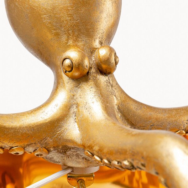 KARE Lampa stołowa Octopus, mosiężny / złoty, salon / jadalnia, tkanina / materiał / jedwab, nowoczesny