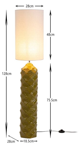 KARE Lampa stojąca Luma, zielony, salon / jadalnia, tkanina / materiał / jedwab, skandynawski