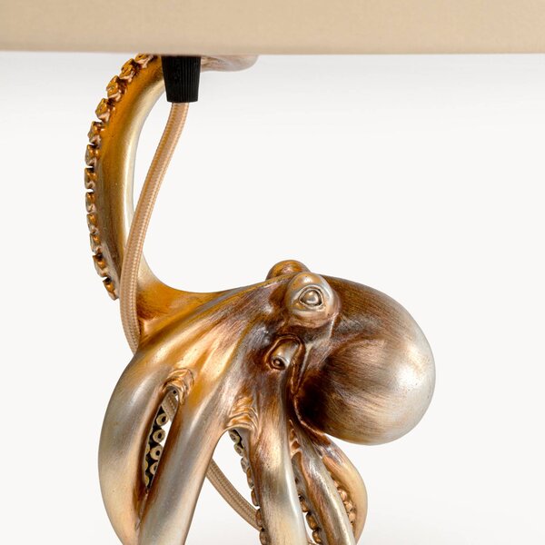 KARE Lampa stołowa Octopus, mosiężny / złoty, salon / jadalnia, tkanina / materiał / jedwab, nowoczesny